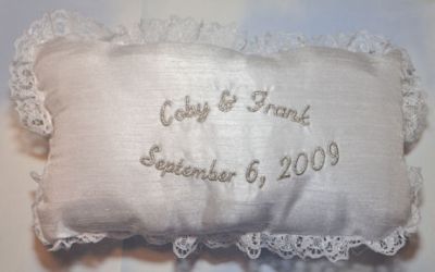 May be displayed after wedding or have embroidery of name and date after 