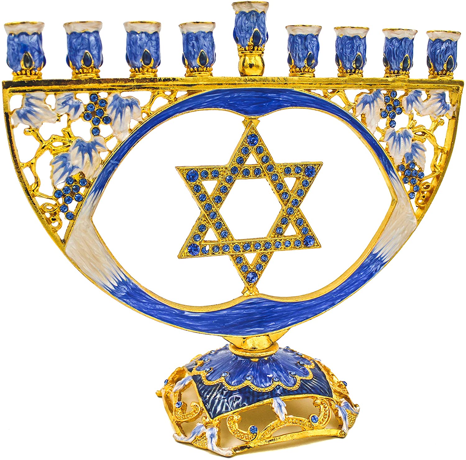 Enameled Menorah with Jeweled Accents