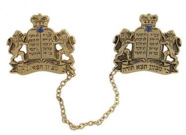 10 Commandments Gold Tallit Clips with Lions 