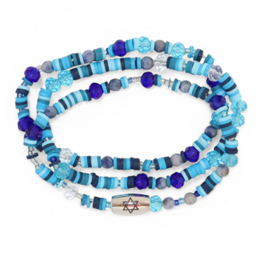 Friendship Blue Jewish Star 3 Strand Bracelet