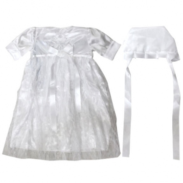 Satin Bris Milah Outfit With A Hat - White Embroidery