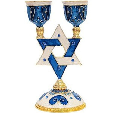 Blue Star of David Candlestick