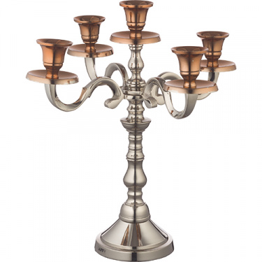 Silver and Rose Gold 5 Branch Shabbat Candelabra