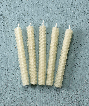 Honeycomb Beeswax Chanukah Candles White