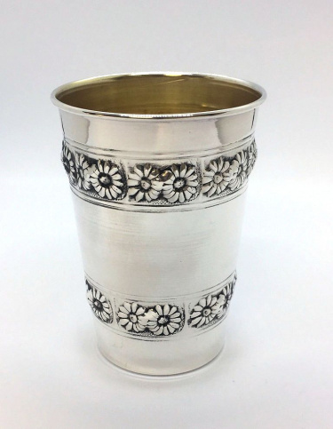 Sterling Silver Flower Stemless Kiddush Cup