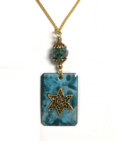 Copper Enamel Necklace - Aqua Mix