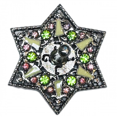 Jeweled Green and Pink Collector Dreidel - Israeli Style