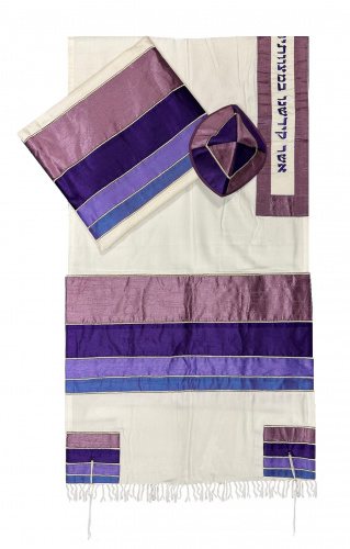 Emanuel Shades of Purple Stripes Tallit Set