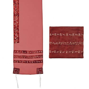 Emanuel Maroon Organza Tallit Set