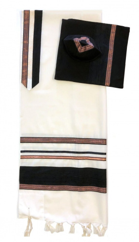 Eretz Tallit Black and Copper Trim