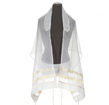 Galilee Silk Sheer Cream Paisley Tallit