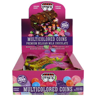 Milk Chocolate Gelt Cholov Yisroel Multi-color Coins