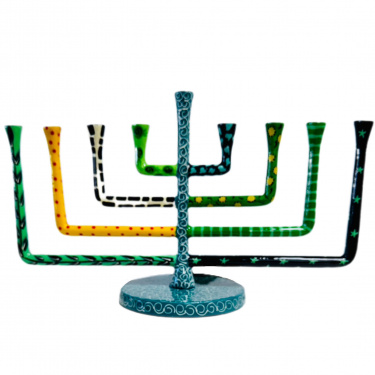Chanukah Menorah Square Arms Turquoise