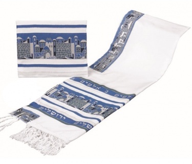 Jerusalem Tallit Set Blue