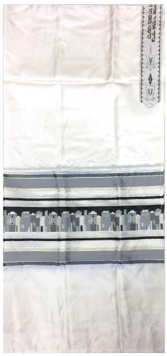 Jerusalem Zion Tallit Silver/Gray Large