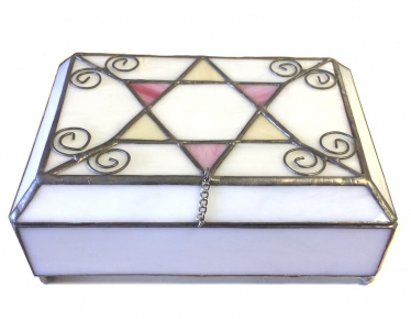 White Rectangle Stained Glass Jewelry Box