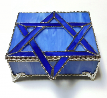 Blue Square Stained Glass Jewelry Box