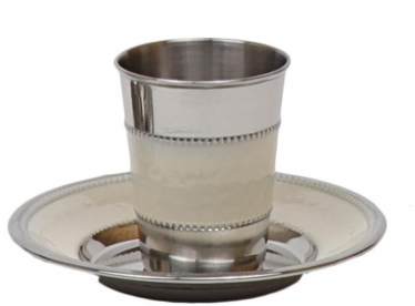 Stemless Stainless Steel Kiddush Cup Set Ivory