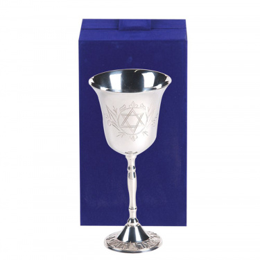 Silver Plated Kiddush Cup, Large with Velvet Box