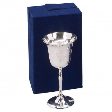 Silver Plated Kiddush Cup, Large with Velvet Box