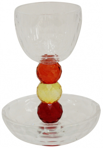 Lily Art Glass Kiddush Cup and Tulip Tray