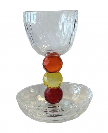 Lily Art Glass Kiddush Cup and Tulip Tray