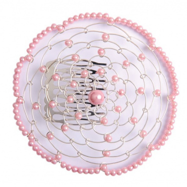 Elegant Woman's Beaded Wire Kippah in Pink Flower Design
