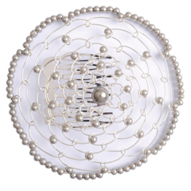 Elegant Woman's Beaded Wire Kippah in Silver Flower Design