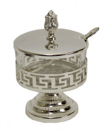 Raised Silver Plated Dish with Spoon