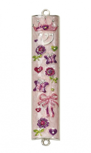 Girl's Pink Enameled Mezuzah