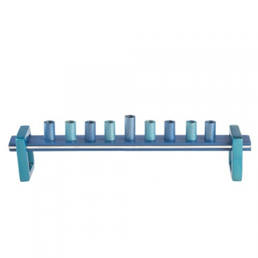 Modern Aluminum Blue Enamel Menorah
