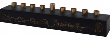 Cement Terrazzo Chanukah Menorah Black