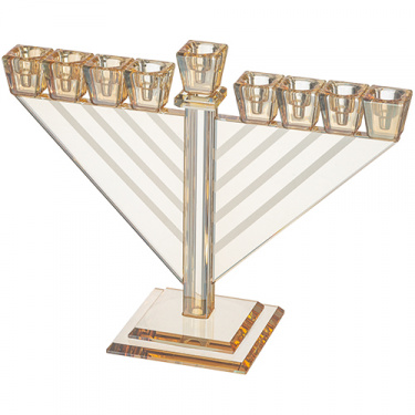 Gold Rambam Style Crystal Menorah