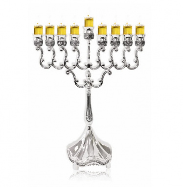 Silverplated Curlicue Oil Menorah