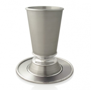 Silver Dana Modern Kiddush Cup with Tray