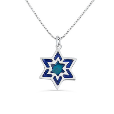 Nadav Art: Sterling Silver Magen David Enameled Necklace