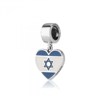 Sterling Silver Israel HEART Flag Necklace by Marina Meiri