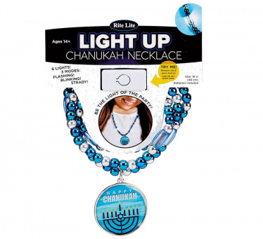 Chanukah Light Up Necklace with Blue and Silver Beads