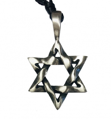 Pewter Jewish Star Necklace