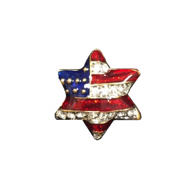 Jewish Star Pin with America Flag