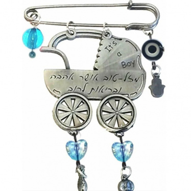 Pewter Baby Crib Blessing - Blue