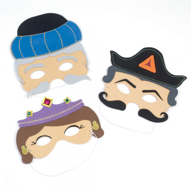 Set of 3 Purim Masks - Esther, Haman & Mordechai