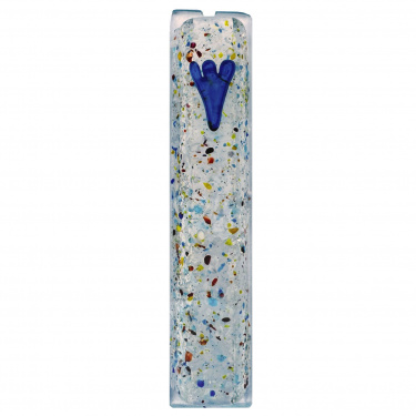 Clear Confetti Hand-Made Glass Mezuzah Case