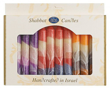 Safed Shabbat Candles - Cream with Mix of 3 Colors