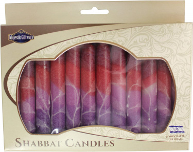 Safed Shabbat Candles - Fantasy Maroon