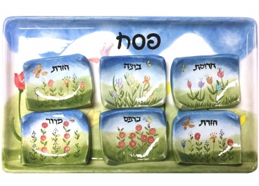 Floral Seder Plate with 6 plates