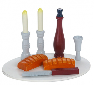 Colorful Wooden Shabbat Set in a Sack