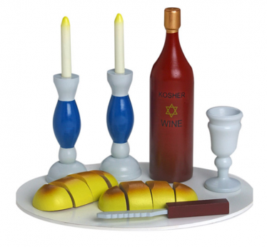 Large Colorful Wooden Shabbat Set in a Sack