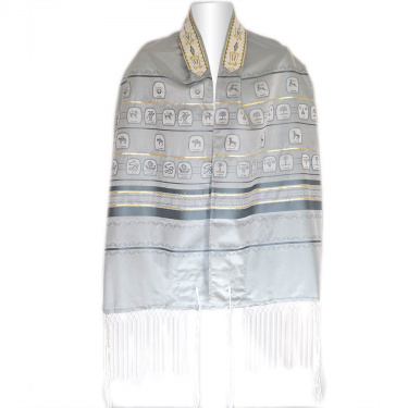 Shvotim Gray and Gold Tallit Set Size 22