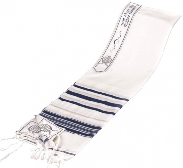 Light Wool Traditional Tallit, Blue